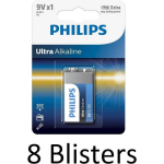 Philips 8 Stuks (8 Blisters A 1 St) Ultra Alkaline 9v