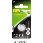 GP 4 Stuks (4 Blisters A 1 Stuks) Lithium Knoopcel Cr1616