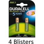 Duracell 8 Stuks (4 Blisters A 2 St) Aaa Oplaadbare Batterijen - 850 Mah