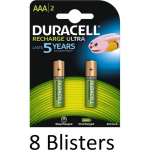 Duracell 16 Stuks (8 Blisters A 2 St) Aaa Oplaadbare Batterijen - 850 Mah
