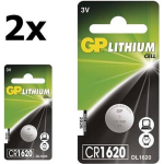 GP 2 Stuks Cr1620 3v Lithium Knoopcelbatterij