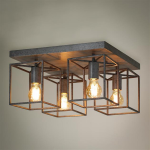 Hoyz - Plafondlamp 4l Cubic - Oud Zilver - Industrieel - Grijs