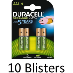 Duracell 40 Stuks (10 Blisters A 4 St) Aaa Oplaadbare Batterijen - 800 Mah