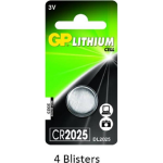 GP 4 Stuks (4 Blisters A 1 Stuks) Lithium Cr2025 3v