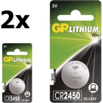 GP 2 Stuks Cr2450, Dl2450, Ecr2450 3v Lithium Knoopcel Batterij