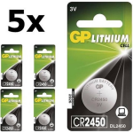 GP 5 Stuks Cr2450, Dl2450, Ecr2450 3v Lithium Knoopcel Batterij