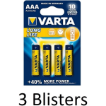 Varta 12 Stuks (3 Blisters A 4 St) Longlife Aaa Alkaline Batterij