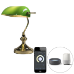 QAZQA Smart tafellamp messing met glas incl. Wifi P45 - Banker - Groen
