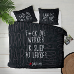 #DARUM! F*ck die wekker! Dekbedovertrek Lits-jumeaux (240 x 200/220 cm + 2 kussenslopen) - Zwart