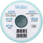 Weller WSW SAC L0 Soldeertin, loodvrij Spoel Sn3.0Ag0.5Cu 100 g 0.5 mm