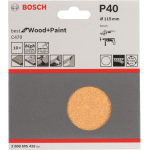 Bosch 2608605426 Schuurpapier voor schuurschijf Met klittenband, Ongeperforeerd Korrelgrootte 40 (Ã) 115 mm 10 stuk(s)