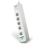 Schneider Electric PM5T-GR Overspanningsveilige stekkerdoos 5-voudig Randaarde stekker 1 stuk(s) - Blanco