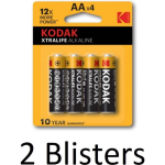Kodak 8 Stuks (2 Blisters A 4 St) Xtralife Aa Alkaline Batterijen
