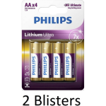 Philips 8 Stuks (2 Blisters A 4 Stuks) Aa Lithium Ultra Batterijen
