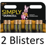 Duracell 16 Stuks (2 Blisters A 8 St) Aa Simply Batterijen