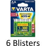 Varta 24 Stuks (6 Blisters A 4 St) Aa Oplaadbare Batterijen - 2600mah