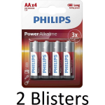 Philips 8 Stuks (2 Blisters A 4 St) Power Alkaline Aa Batterijen