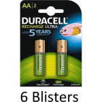Duracell 12 Stuks (6 Blisters A 2 St) Aa Oplaadbare Batterijen - 2500 Mah