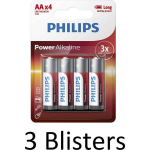 Philips 12 Stuks (3 Blisters A 4 St) Power Alkaline Aa Batterijen
