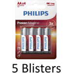 Philips 20 Stuks (5 Blisters A 4 St) Power Alkaline Aa Batterijen