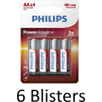 Philips 24 Stuks (6 Blisters A 4 St) Power Alkaline Aa Batterijen