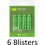 GP 24 Stuks (6 Blisters A 4 St) Recyco Aa Oplaadbaare Batterijen - 2600 Mah