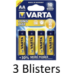 Varta 12 Stuks (3 Blisters A 4 St) Longlife Mignon Aa Batterij