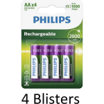Philips 16 Stuks (4 Blisters A 4 St) Aa Oplaadbare Batterijen 2600mah