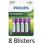Philips 32 Stuks (8 Blisters A 4 St) Aa Oplaadbare Batterijen 2600 Mah