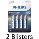 Philips 8 Stuks (2 Blisters A 4 St) Ultra Alkaline Aa Batterijen