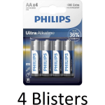 Philips 16 Stuks (4 Blisters A 4 St) Ultra Alkaline Aa Batterijen
