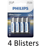 Philips 16 Stuks (4 Blisters A 4 St) Aa Ultra Alkaline Batterijen