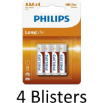 Philips 16 Stuks (4 Blisters A 4 St) Longlife Aaa Batterijen