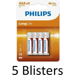 Philips 20 Stuks (5 Blisters A 4 St) Longlife Aaa Batterijen