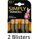 Duracell 8 Stuks (2 Blisters A 4 St) Aa Simply Batterijen