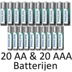 Philips 20 Aa & 20 Aaa (Verpakt Per 10) Industrial Alkaline Batterijen