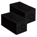 Set Van 2x Stuks Opbergmand/kastmand 7 Liter Polyester 31 X 15 X 15 Cm - Opbergmanden - Zwart