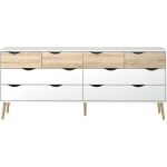 Dressoir Napoli Met 8 Lades, Wit En Eiken Structuur.