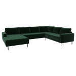 Rollo Hoekbank Met Chaise Longue En Zwarte Poten. Donkergroen//linksdraaiend