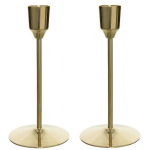 Decoris Set Van 2x Stuks Luxe Diner Kaarsen Staande Kandelaar Aluminium Kleur Goud 20 Cm - Kaars Kandelaars