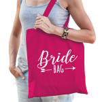 Bellatio Decorations Bride Bag Katoenen Tasje Dames - Feest Boodschappentassen - Roze