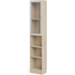 Base Wandkast 1 Glazen Deur En 2 Planken Eiken Structuur Decor, Wit. - Geel