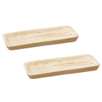 Set Van 2x Stuks Rechthoekig Kaarsenbord/kaarsenplateau Hout 40 X 3 X 17 Cm - Kaarsenplateaus - Bruin