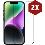2-pack Kratoshield Iphone 14 Screenprotector - Glass - Full Cover 2.5d - Black