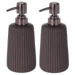 Items 2x Stuks Zeeppompjes/zeepdispensers Donker Van Keramiek 300 Ml - Zeeppompjes - Grijs