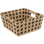 Gevlochten Rieten Opbergmand Vierkant/zwart 31 X 31 X 15 Cm - Opbergmanden - Beige