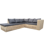 Wood4you - Loungeset 7 Steigerhout 210x200 Cm - Incl Kussens (Gl-vorm) - Bruin