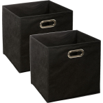 Set Van 2x Stuks Opbergmand/kastmand 29 Liter Linnen 31 X 31 X 31 Cm - Opbergmanden - Zwart