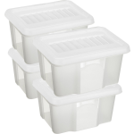 Sunware 4x Opslagbox Kunststof 24 Liter Transparant 42 X 33 X 22 Cm Met Deksel - Opbergbox