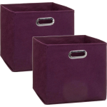 Set Van 2x Stuks Opbergmand/kastmand 29 Liter Aubergine Linnen 31 X 31 X 31 Cm - Opbergmanden - Paars